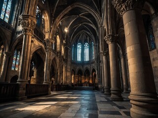 Obraz premium Historic Gothic Stone Cathedral with Ornate Architecture