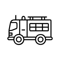 Isolated outline style fire truck vector illustration drawing for emergency services design needs