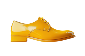 Stylish men's yellow leather Oxford shoe on a white background is showcased for style and design, ideal for fashion and retail