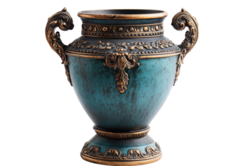 Golden trophy with blue base surrounded by colorful confetti stars celebrating win, champion, or success