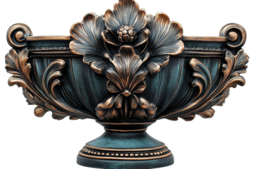 Golden trophy with blue base surrounded by colorful confetti stars celebrating win, champion, or success