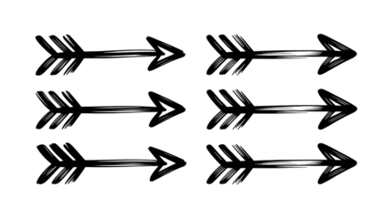 Simple hand drawn arrow set pointing right direction illustration isolated on transparent background