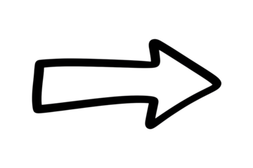 Simple outline arrow pointing right direction vector design element illustration isolated on transparent background