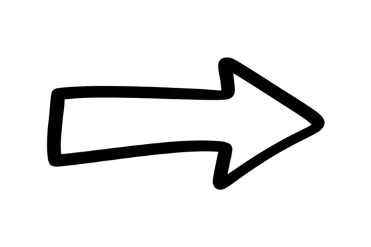 Simple outline arrow pointing right direction vector design element illustration isolated on transparent background