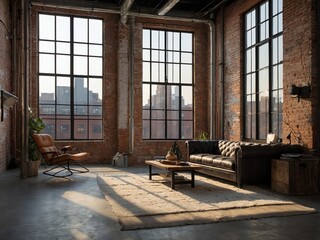 Urban Loft Space with Exposed Brick and Large Windows