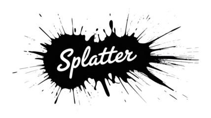 White splatter outline with word splatter on background illustration isolated on transparent background