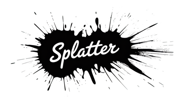 White splatter outline with word splatter on background illustration isolated on transparent background