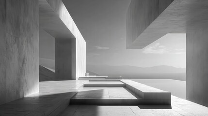 Fototapeta premium minimalist concrete architectural design a study in light shadow and geometric simplicity in a