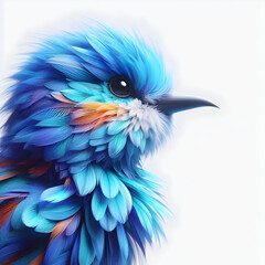 Fototapeta premium A fluffy blue bird sitting peacefully, showing calmness and beauty of nature:
