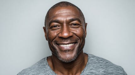 confident smiling middleaged african american man neutral background