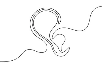 Human ear continuous one line drawing minimalist single abstract vector illustration