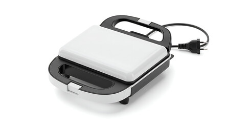 Modern Sandwich Maker in White and Black Design for Quick Meals and Snacks on White Background, Minimalist Aesthetic and Clean