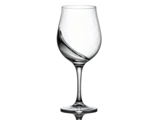 Elegant Empty Wine Glass Side Angle with Long Stem, Minimalist Style, Isolated on Transparent Background
