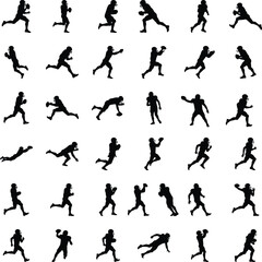 Obraz premium American Football Player Silhouettes Collection - AI Generative 