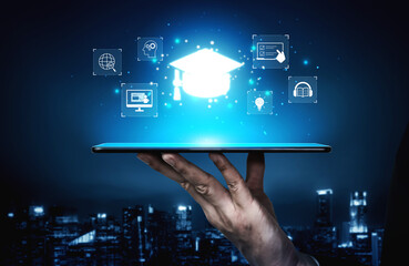 Online learning system combining digital education, e-learning, and virtual classroom to enhance...