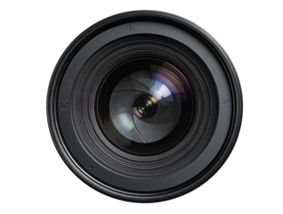 Wide Angle Camera Lens with Cap Removed, Modern Design, Isolated on Transparent Background