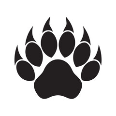 Grizzly Bear Paw Print Logo Design Emblem