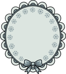 Winter Snowflake Frame, Festive Holiday Badge, Circular Pastel Border, Elegant Christmas Design, Blue Snowflake Ornament