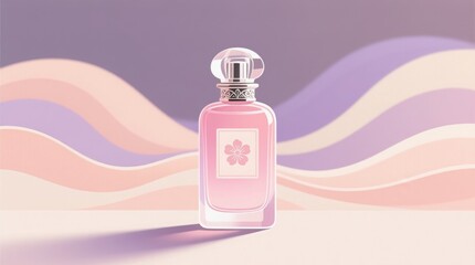 Pink Pastel Bottle on Abstract Wavy Background – Modern Cosmetic Packaging Design Photography