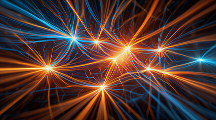 Fototapeta premium Neural Network Abstract Digital Connections and Bright Stars