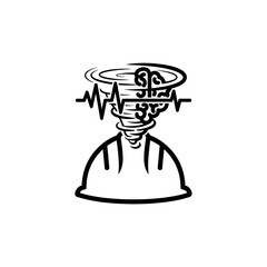 brain storming inside helmet vector illustration  