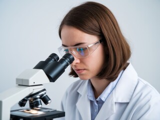 Scientist Using Microscope in Laboratory - Medical Research, Scientific Study, Healthcare, Experiment, Analysis, and Discovery