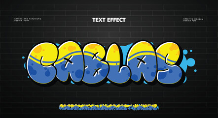 Cablas logo graffiti font text effect, spray and street text style	
