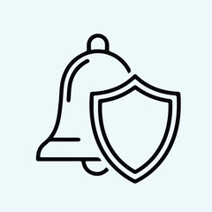 Illustrator Vector bell and shield icon simple notification silhouette