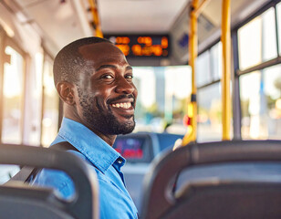 African American black man in bus