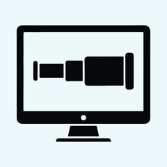 Illustrator Vector Computer screen displaying telescope silhouette