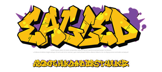 Eagled, Colorful graffiti editable text style effect. Vector text effect with paint wall concept.	