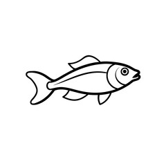 Outline drawing of a fish art on transparent background