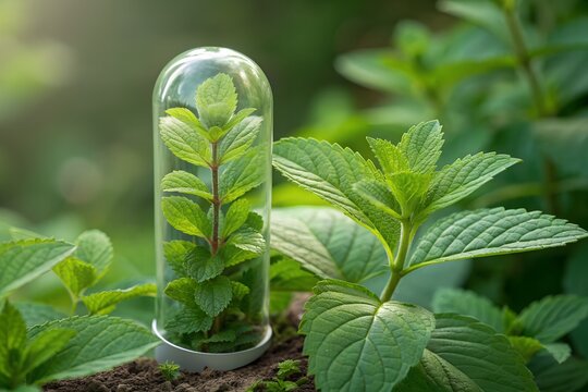 AI-generated image A fresh mint plant encapsulated, representing natural herbal supplements. A concept for organic medicine, alternative healthcare, and wellness.
 - Powered by Adobe