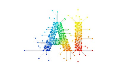 Obraz premium Artificial intelligence concept with colorful interconnected network representing data flow and machine learning on white background