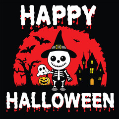 Whimsical Halloween Spooktacular Featuring a Skeleton, Haunted House, and Bats