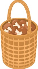 Wicker basket filled with brown mushrooms