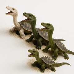 Naklejka premium Newly hatched turtlosaurus babies on land