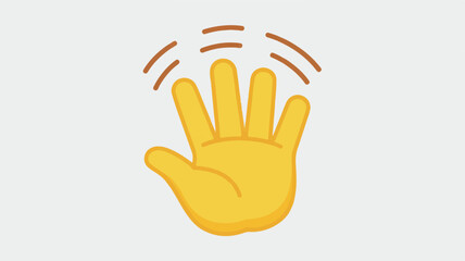 Fototapeta premium A simple emoji-style illustration of a yellow hand waving, shown from the palm side.