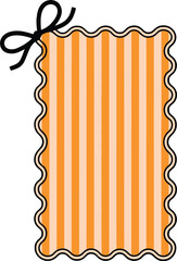 Orange Striped Tag, Scalloped Gift Tag Design, Cute Wavy Gift Label, Orange & Cream Striped Banner, Printable Gift Tag Template