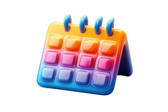 Colorful desk calendar with gradient color scheme representing time management and organization for planning work events