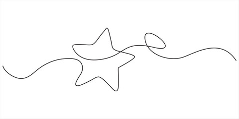 Line star one continuous line drawing design vector, hand draw doodle stars illustration in continuous line arts style vector, Star continuous one line drawing vector illustration, Premium vector. © Vector Man