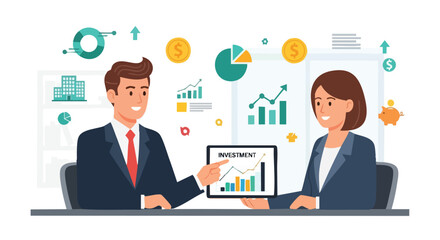 Business Professionals Discussing Investment and Financial Strategy