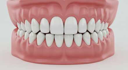 Obraz premium Discover the perfect, healthy white smile with this clear, detailed view of human teeth and gums, ideal for dental education.