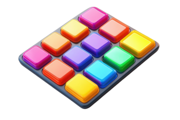 Colorful desk calendar with gradient color scheme representing time management and organization for planning work events