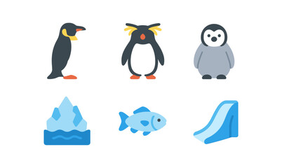 Obraz premium Cute penguins and arctic elements in flat style