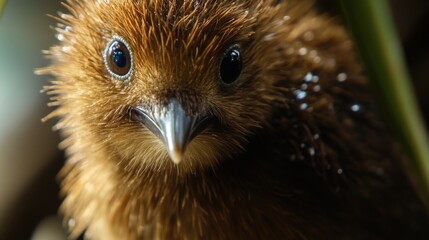 Fototapeta premium Close-up of a young bird's head and face.