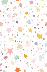 Seamless background with pastel star and geometric cute pattern