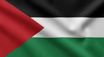 Fototapeta premium A detailed view of the palestinian flag, highlighting its textured fabric and bold colors