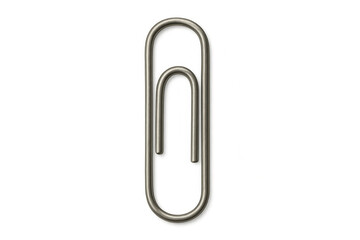 Single metallic paperclip isolated on a transparent background, perfect for graphic design projects