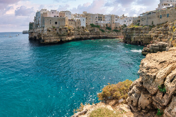 Cliffside Houses Above the Adriatic in Polignano a Mare, Apulia, Italy